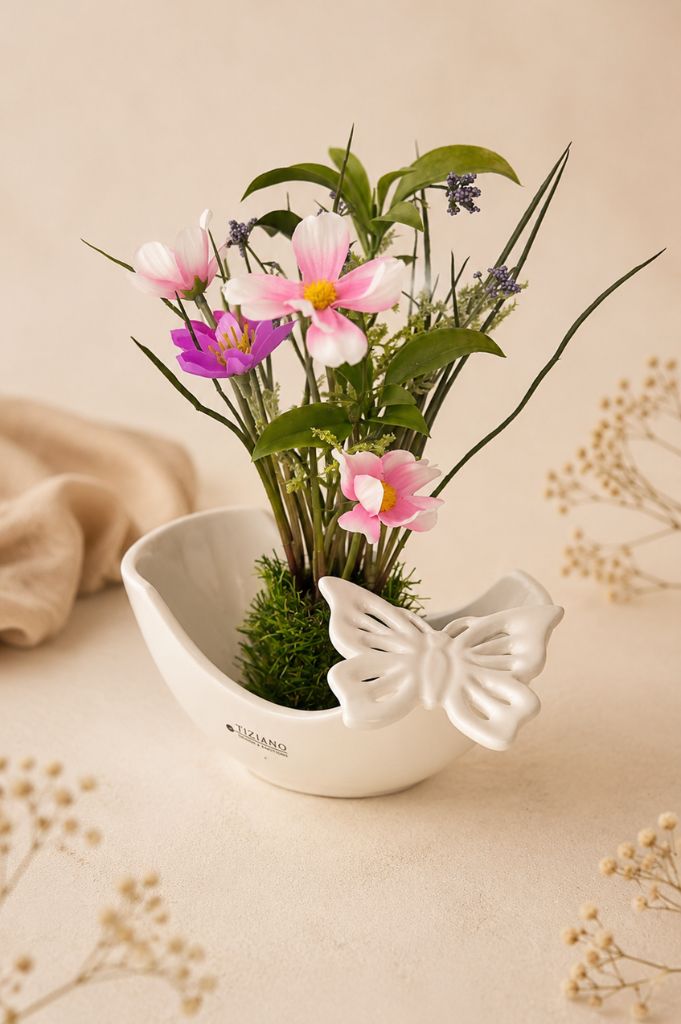 Dekoset Schale Piceno mit Blüten & Schmetterling