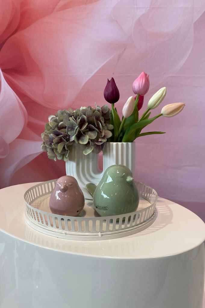 Dekoset Vögel Pallino rosa+grün