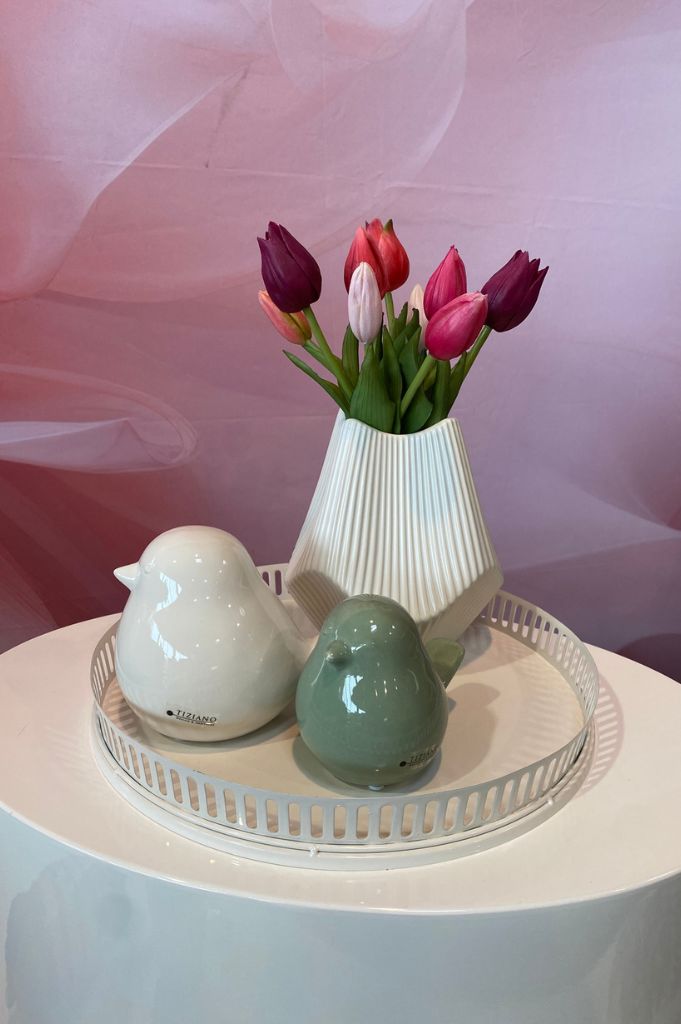 Dekoset Vögel Pallino mit Vase und Tulpen