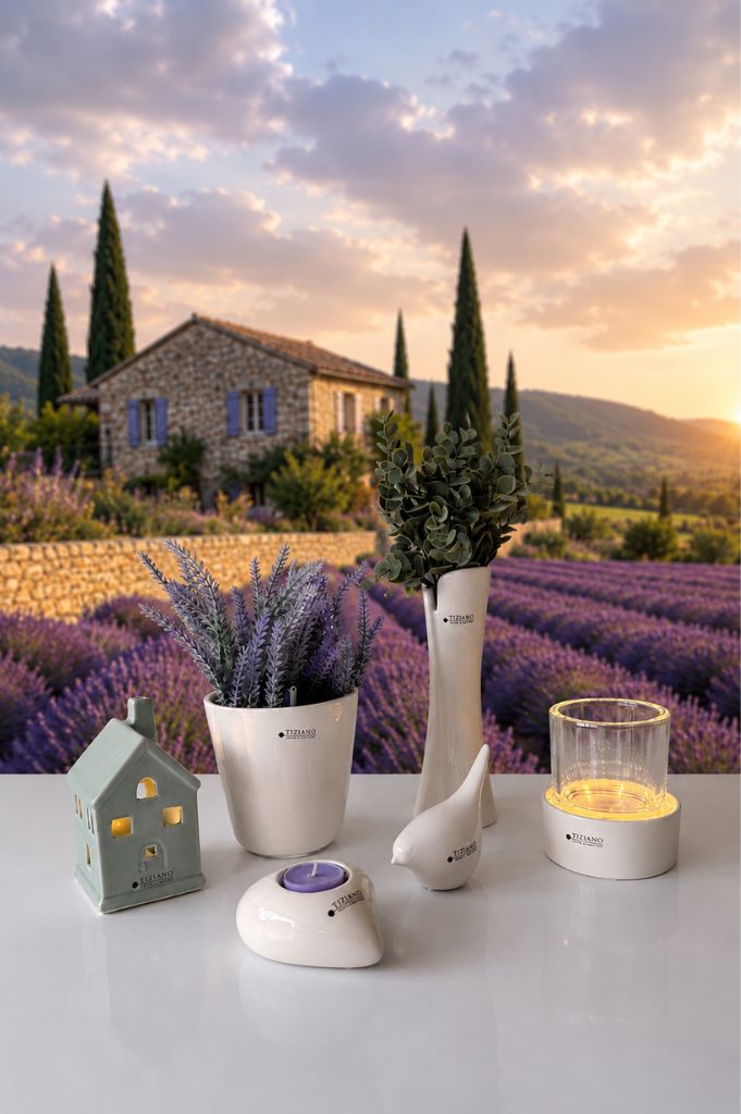 Dekoset Kübel Piana 12cm Lavendel mit Haus Tribano+Alfredo