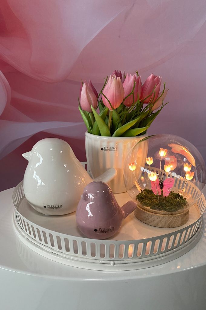 Dekoset Vogel Alfredo mit LED Tulpenlicht