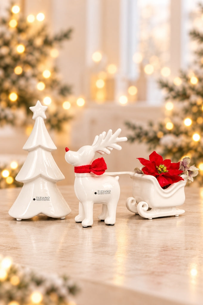 Dekoset Baum Cartore+Rentier Rudolph auf Schlitten