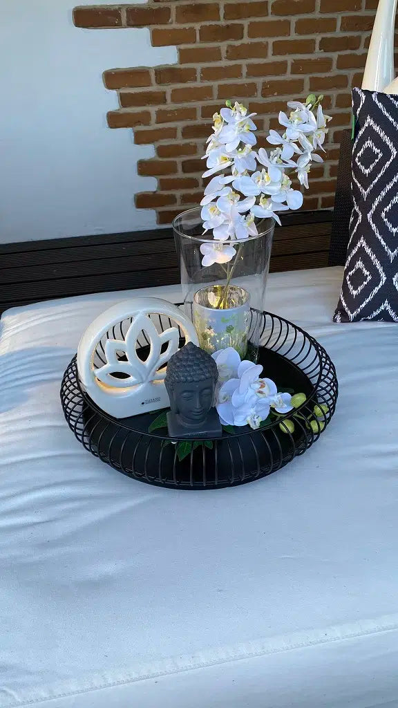 Dekoset Metallschale Glitter mit LED Lotusblume und Carnia