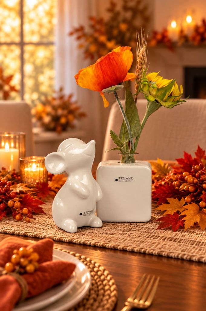 Dekoset Maus Topo 14cm mit Vase Casale