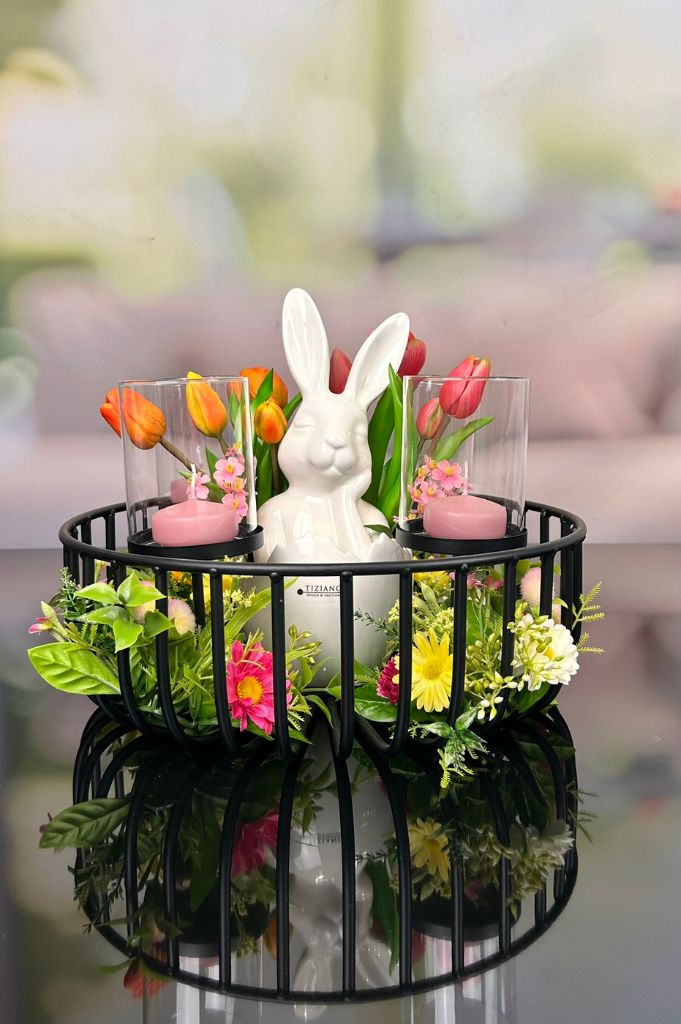 Dekoset Hase Enrico im Metallleuchter