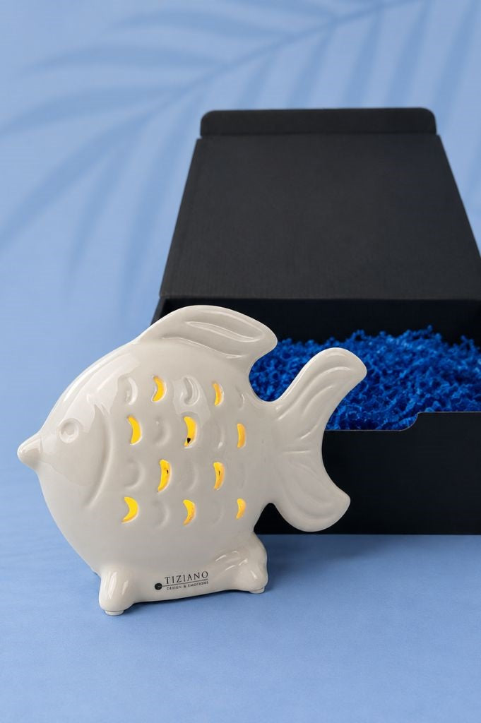 Geschenkbox LED Fisch Neon creme