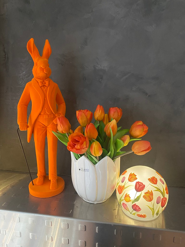 Deko Hase stehend Trend Flock orange