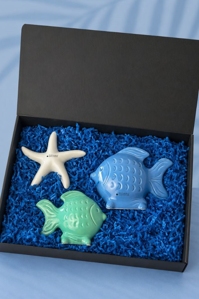 Geschenkbox Fische Neon farbig