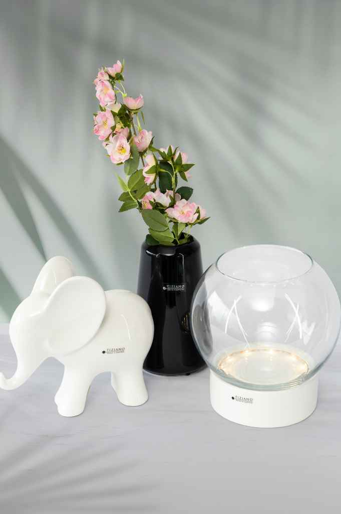 Dekoset LED Ovaro creme mit Vase Luminara