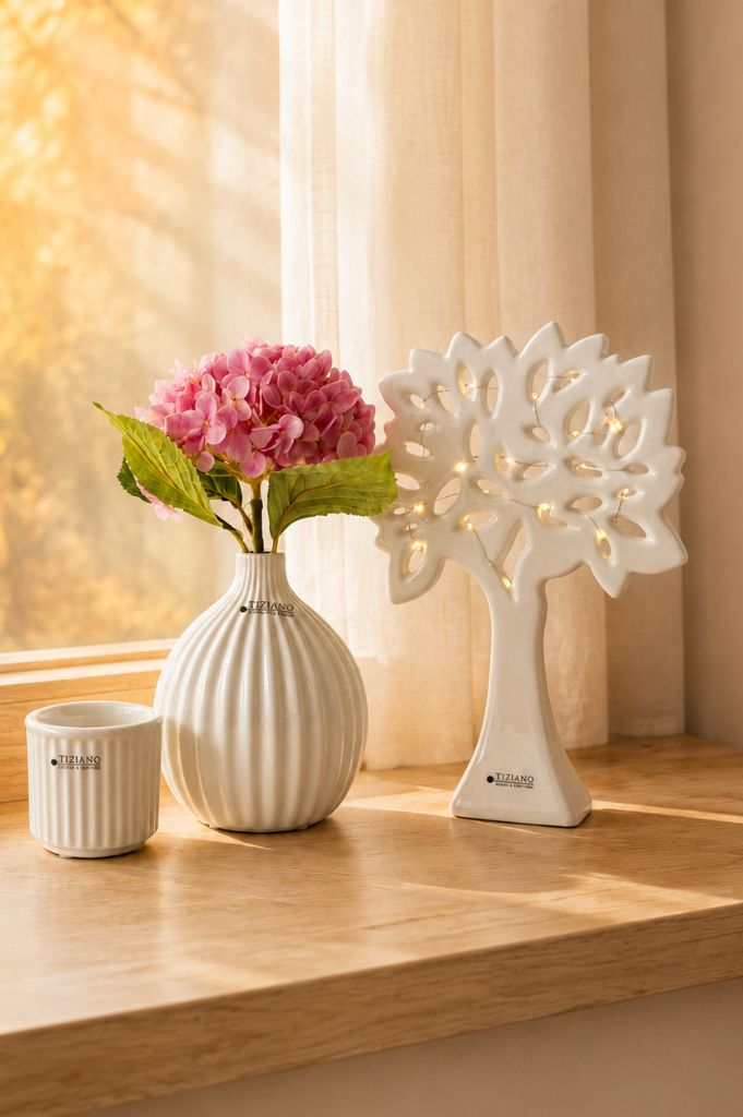 Dekoset LED Baum Gavello mit Minikübel Torino+Vase Prisma