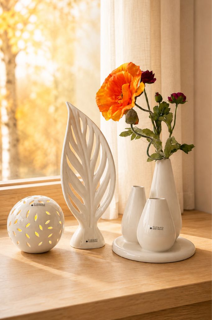 Dekoset Villari mit Multivase Rosalia creme XL