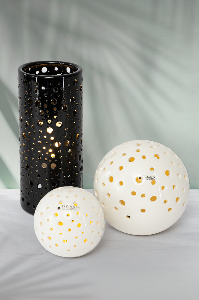 Dekoset Lampe Salvati schwarz mit Lichtkugeln Padova