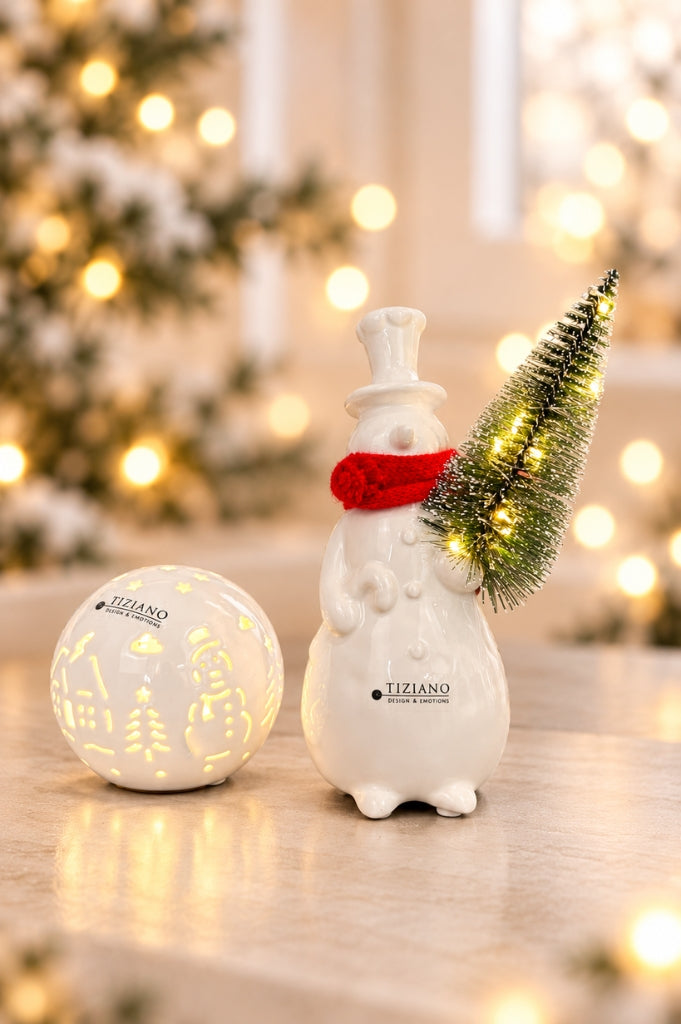 Dekoset Schneemann Sören+Lichtkugel Rivello Schnee