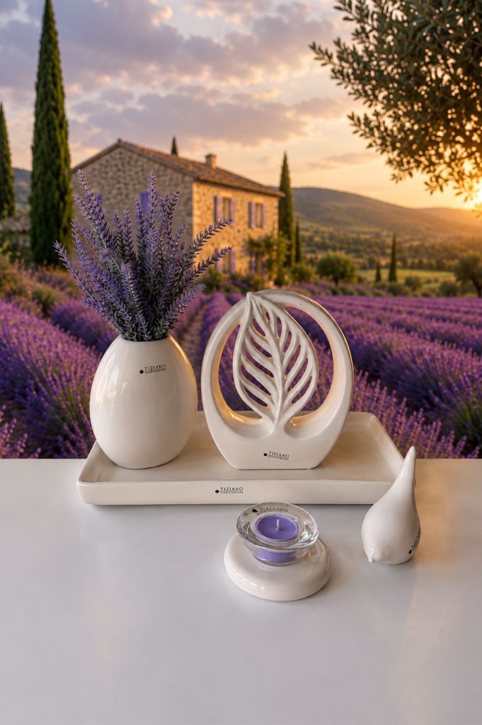 Dekoset Schale Sendina 36,5cm Lavendel mit Vase Lunetta