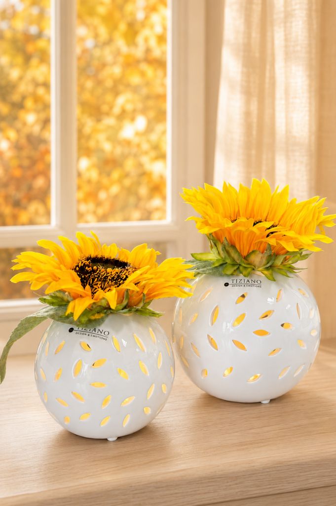 Lichtkugel Villari creme mit Sonnenblume