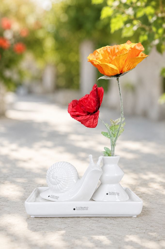 Dekoset Sendina mit Schnecke Berta und Mohn