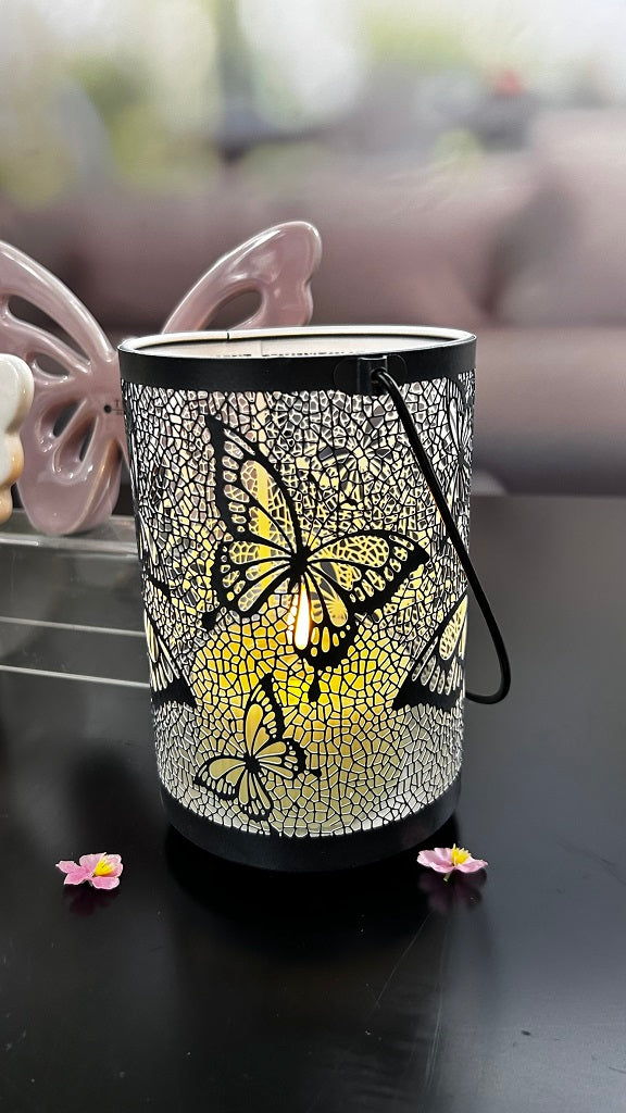 Windlicht schwarz+weiß Schmetterling