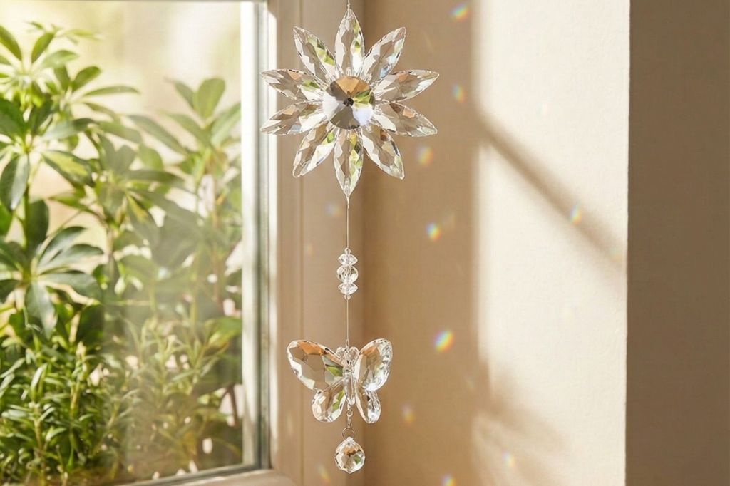 Deko Hänger Blume+Schmetterling 34cm Acryl klar