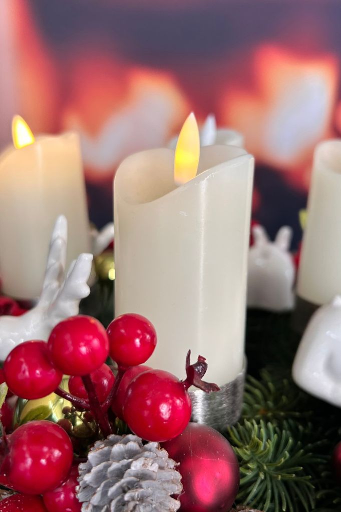 Adventskranz mit Kerze Sotto LED+Rentier Rudolph