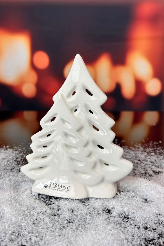 D5 Deko Doppelbaum Fratelli 14cm creme-weiß