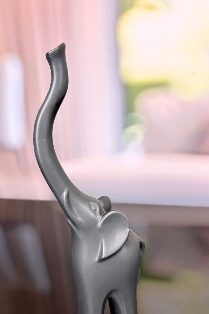 Deko Elefant 42cm in schwarz & weiß