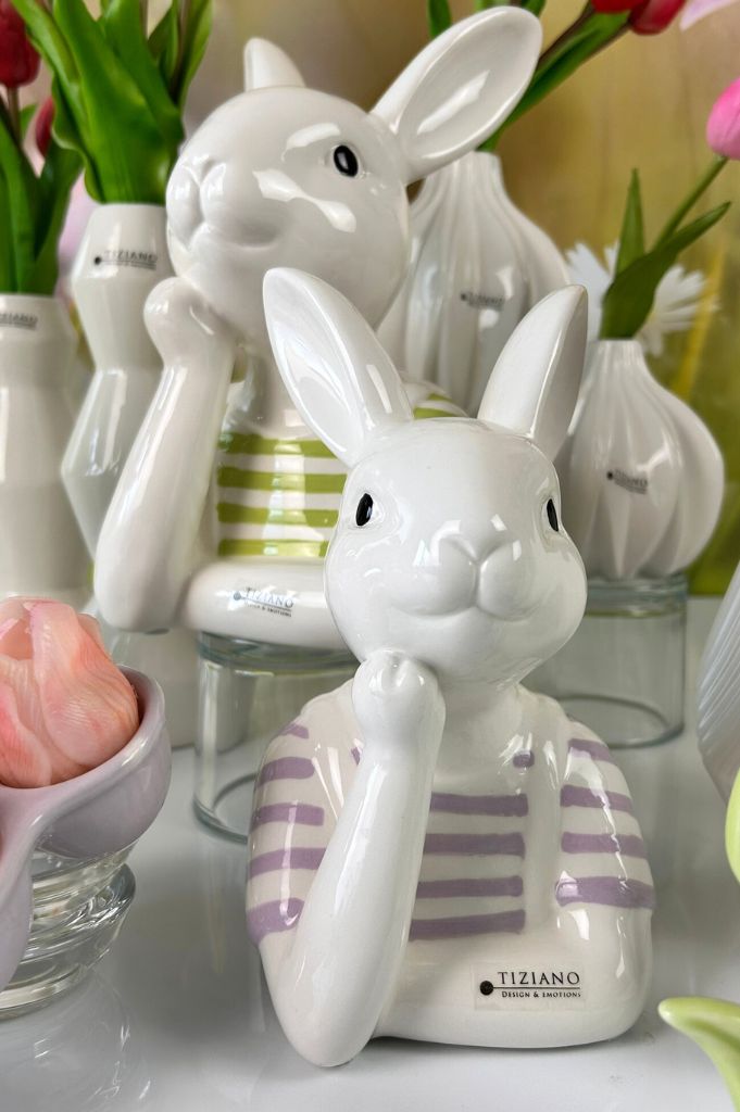 Büste Hase Enzo creme/lila & creme/grün