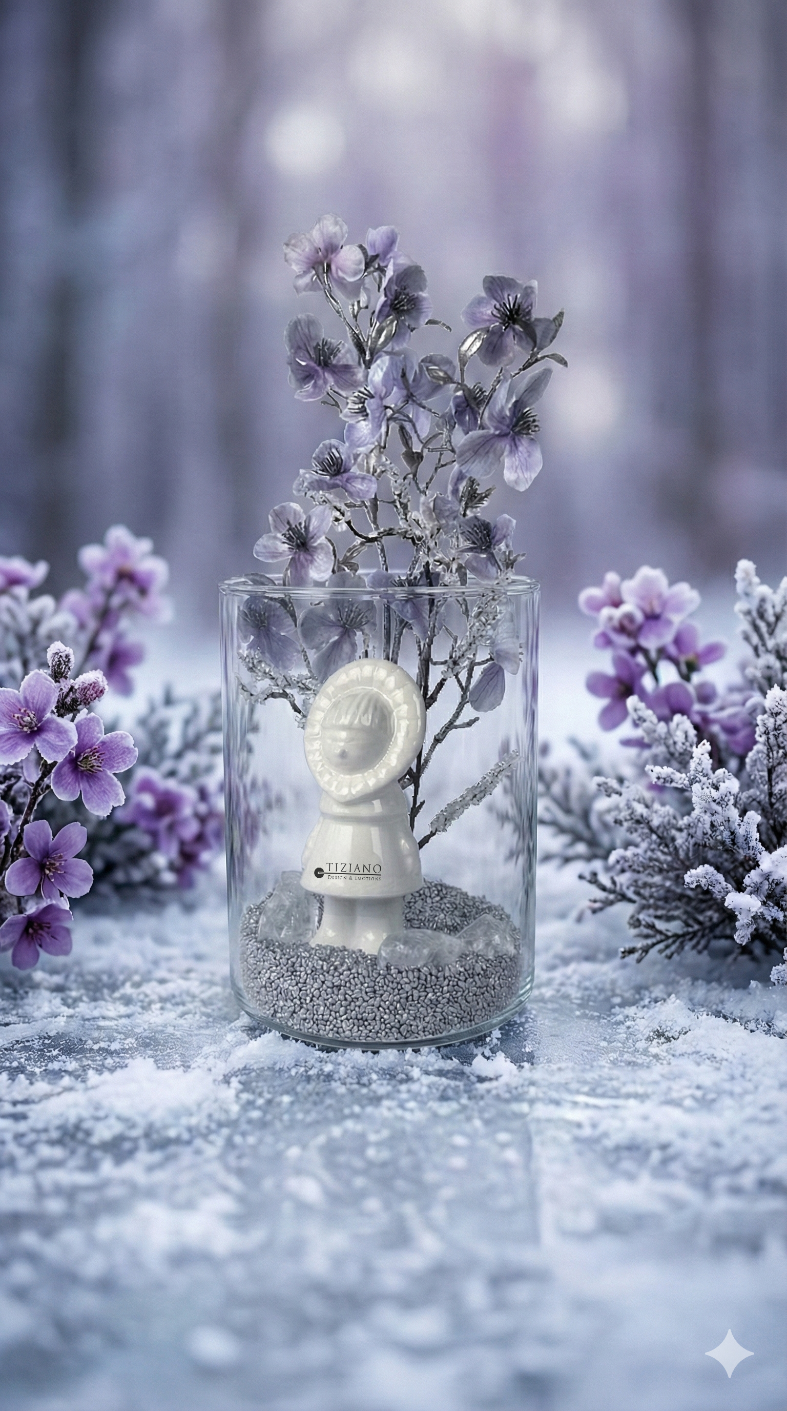 Dekoset Glasvase Nostra klar+Eskimo Annuk creme-weiß