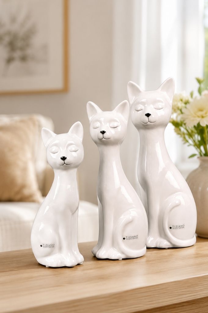 Deko Katze Felix creme-weiß