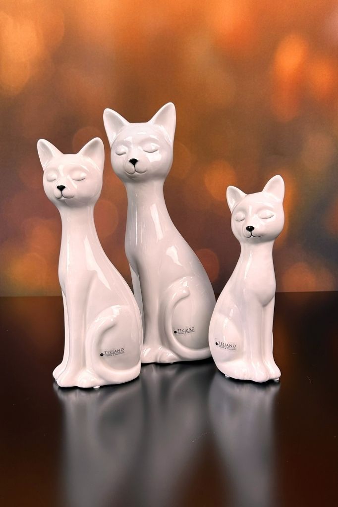 Deko Katze Felix creme-weiß