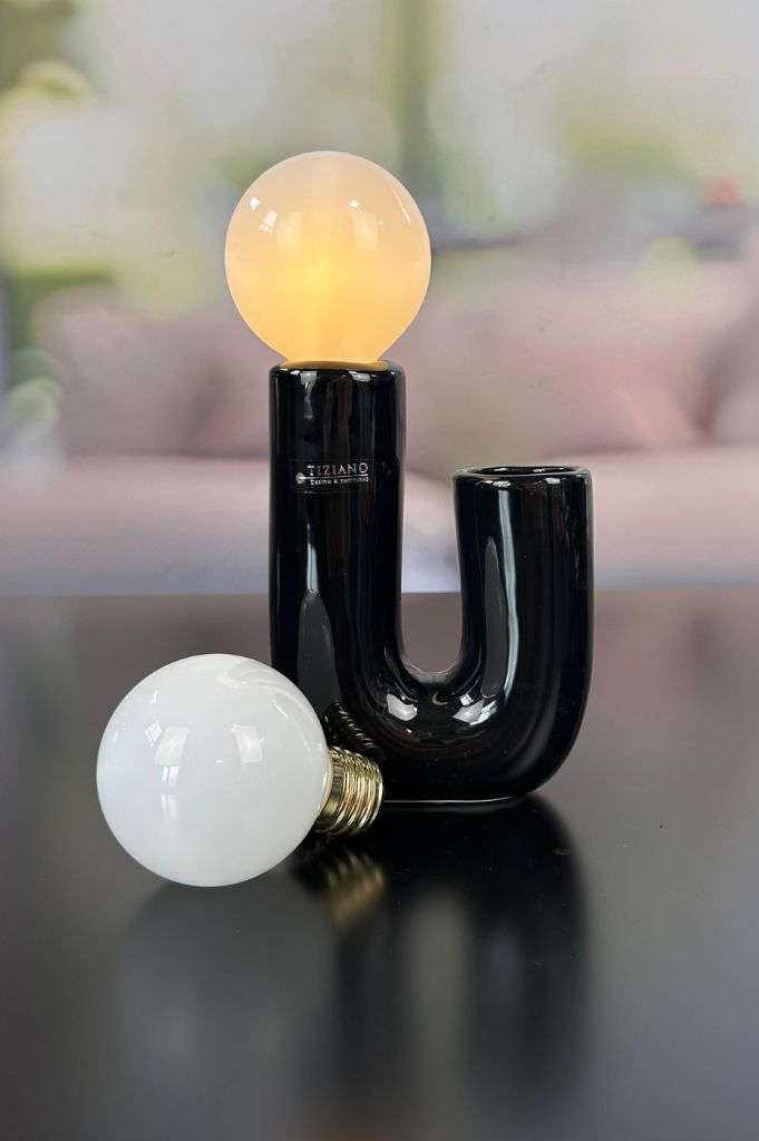 Lampe Fiorello 22cm U-Form mit LED Birne schwarz