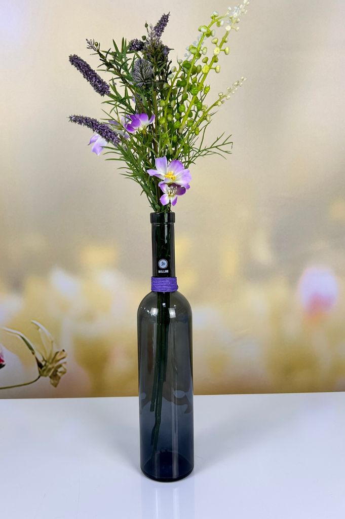 Deko Flasche Flaskan 31cm milky grau