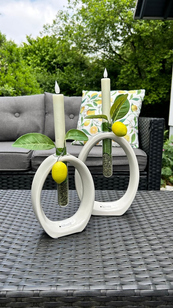 Vase Floreana Cortes creme-weiß mit Glasröhrchen