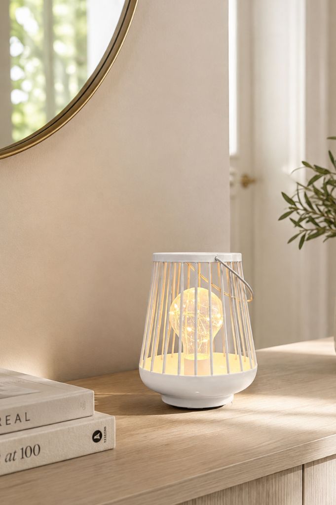Metall-Licht Porte LED 15,5 cm creme-weiß