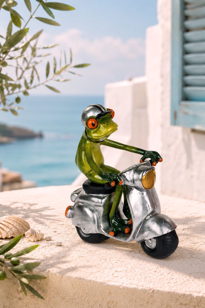 Frosch Fridolin auf Roller silber
