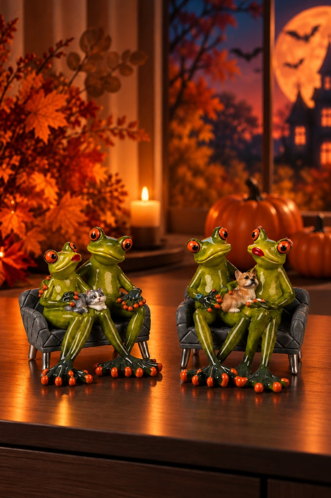 Deko Frosch Fridolin auf Sofa hellgrün