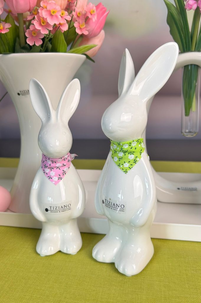 Deko Hase Gabrio creme-weiß mit Halstuch farbig