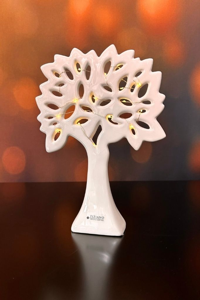 Dekobaum Gavello LED creme-weiß