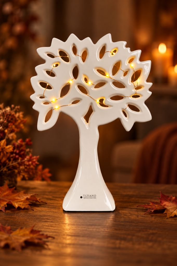 Dekobaum Gavello LED creme-weiß