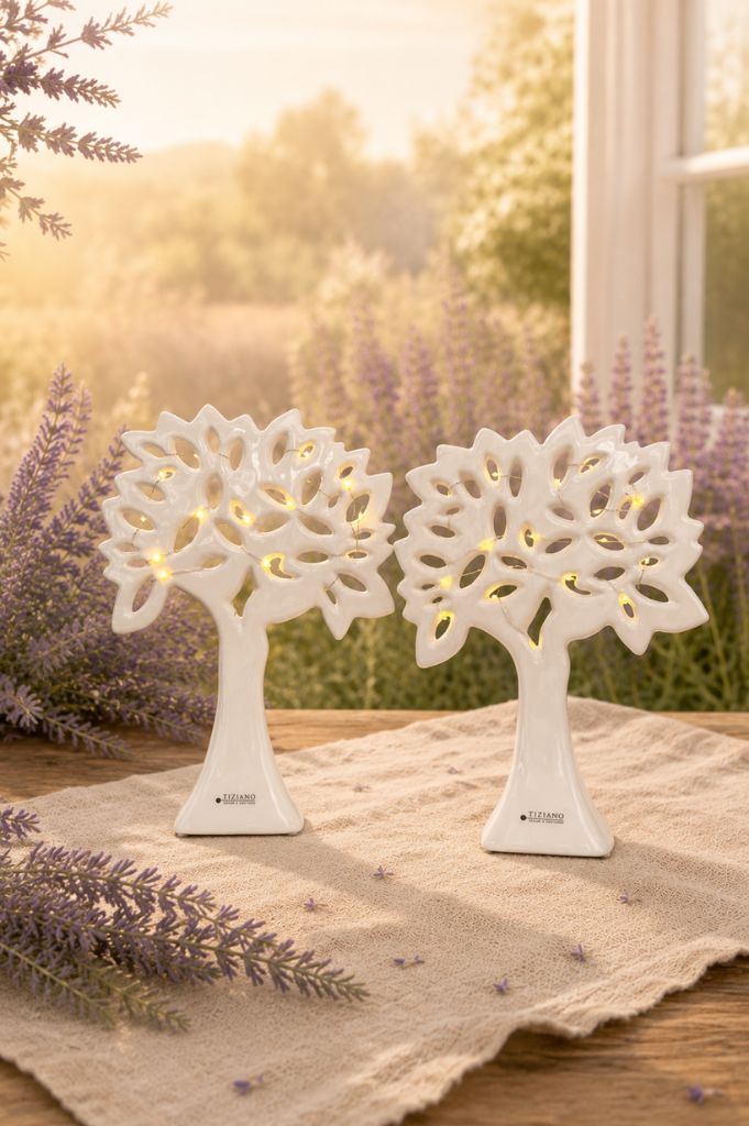 Dekobaum Gavello LED creme-weiß