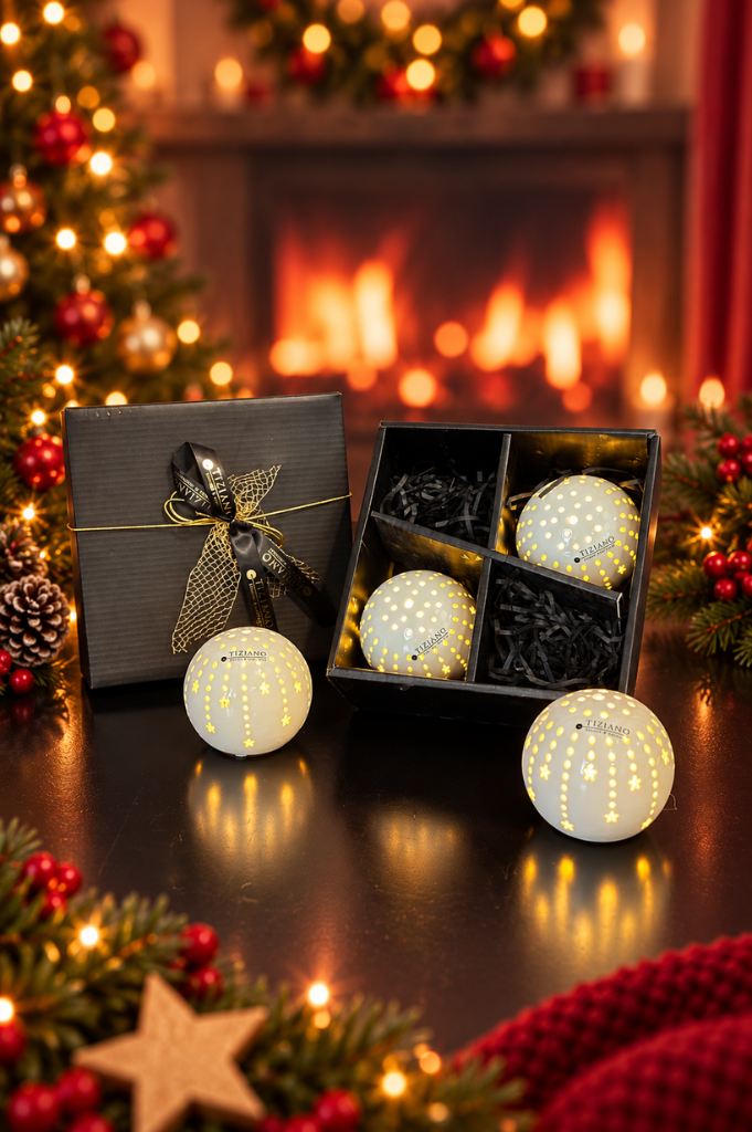 4er Set Lichtkugel Calante Stern LED 8cm in Geschenkkarton