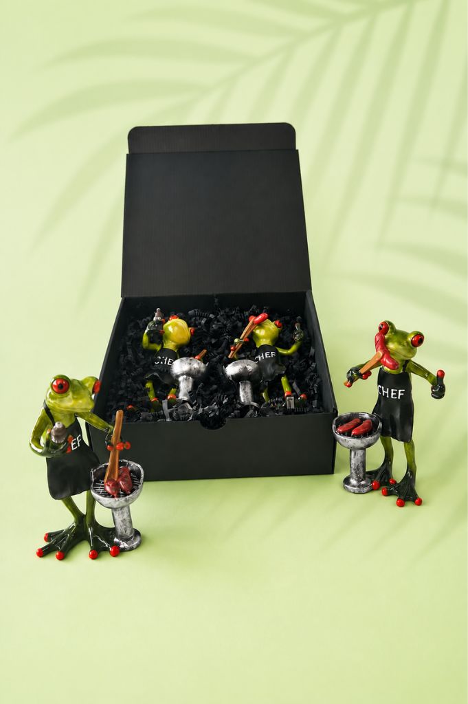 Geschenkbox Frosch Fridolin "am Grill"