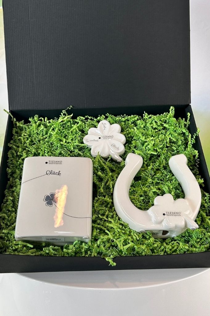 Geschenkbox Vase Crosia Glück+Hufeisen Fortuna+Alegra