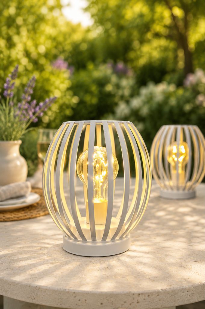 Lampe Glitter LED creme-weiß