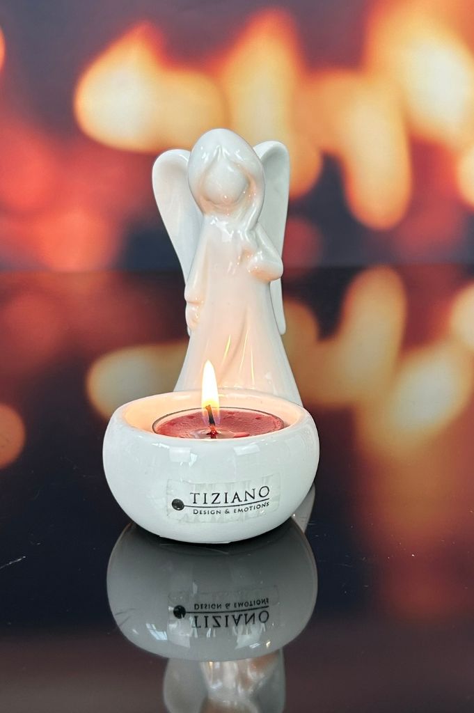 Deko Engel Grazia mit Lichtschale creme-weiß