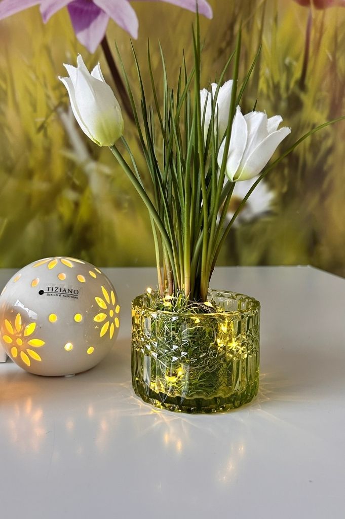 Glas Teelicht Grimsby grün