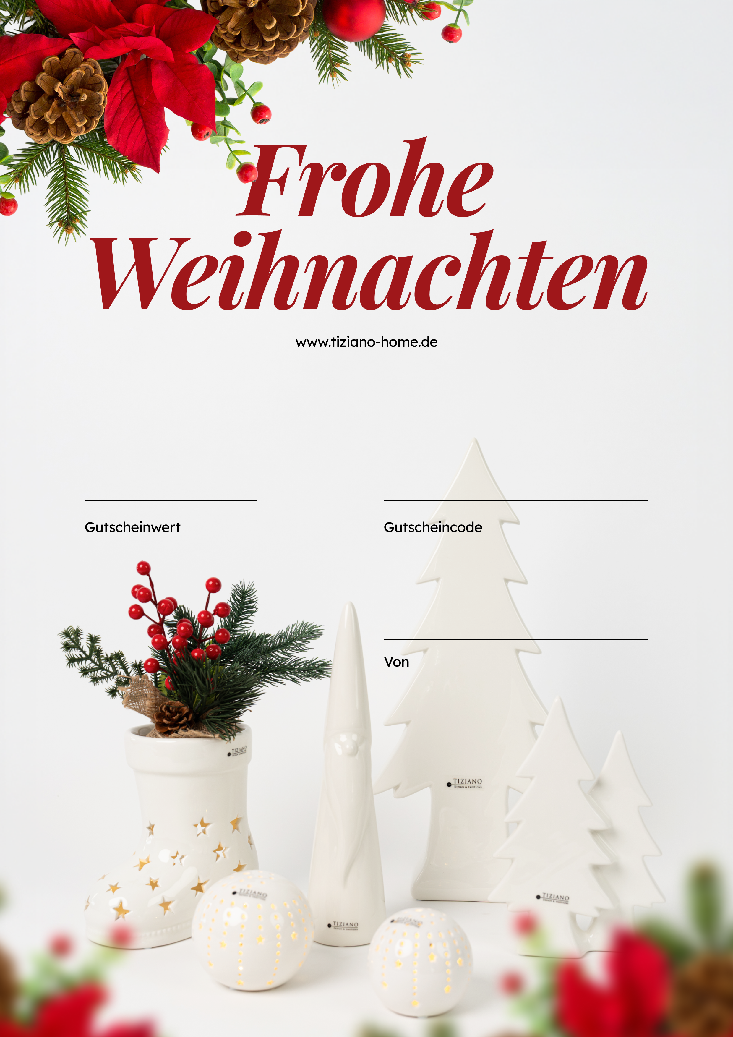 Geschenkgutschein frohe Weihnachten rot