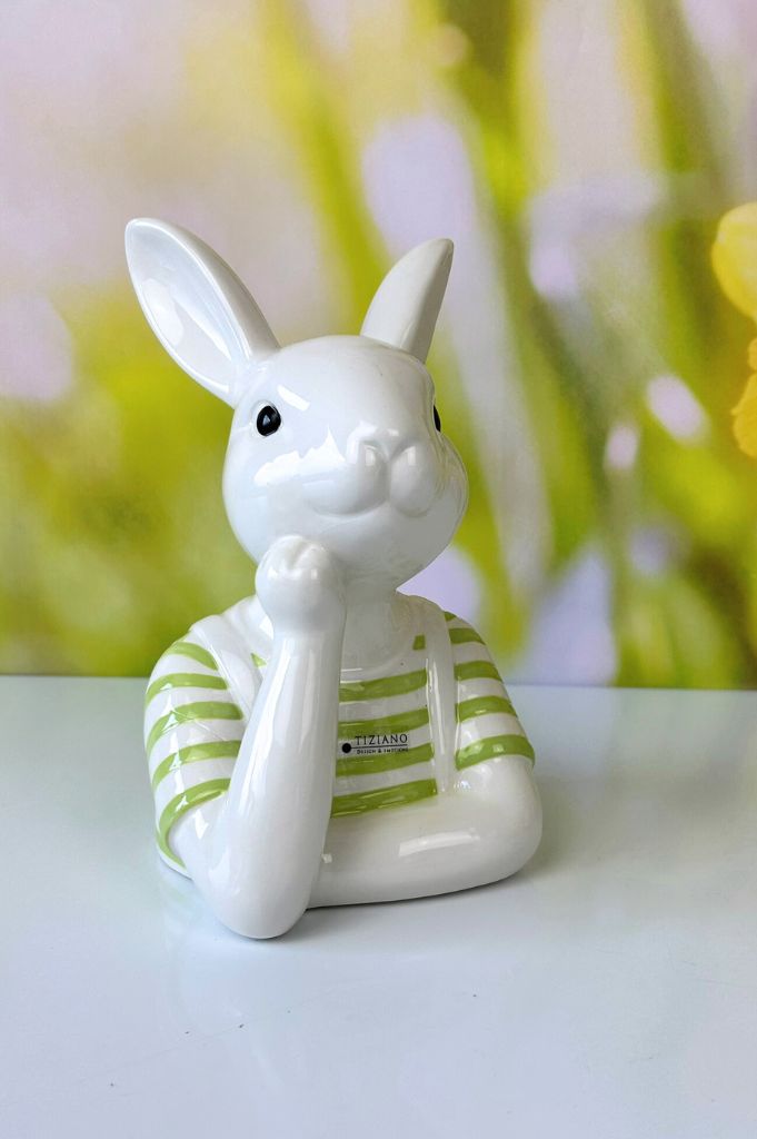 Büste Hase Enzo creme/lila & creme/grün