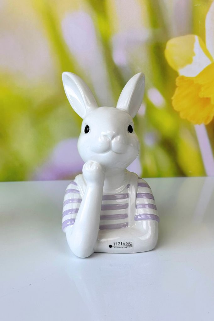 Büste Hase Enzo creme/lila & creme/grün