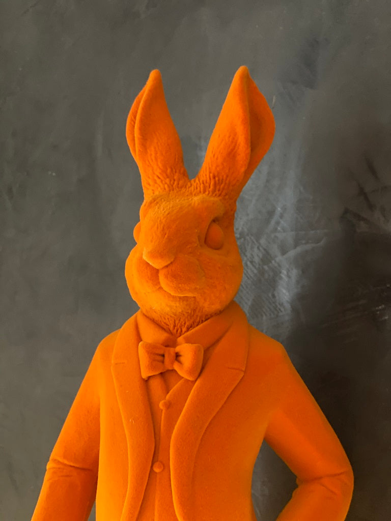 Dekoset Hase stehend orange mit Tulpen