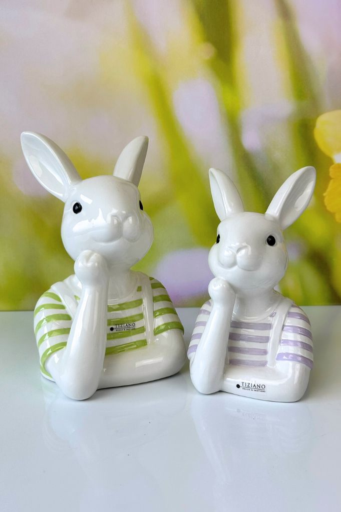 Büste Hase Enzo creme/lila & creme/grün